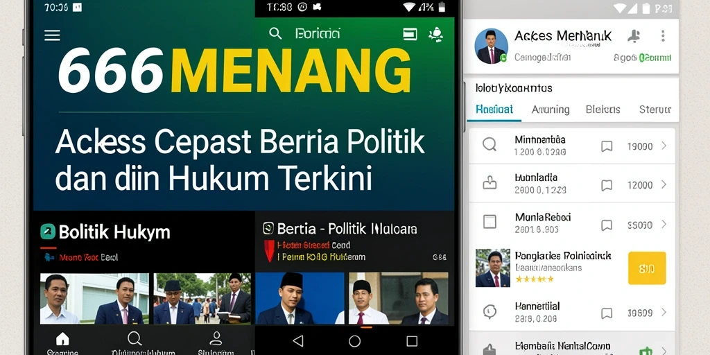 Antarmuka aplikasi 666MENANG menampilkan berita politik dan hukum terbaru.