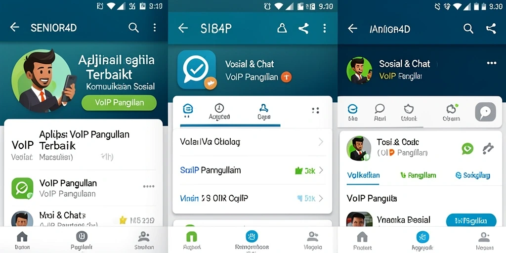 Antarmuka aplikasi SENIOR4D untuk panggilan VoIP yang intuitif dan mudah digunakan.