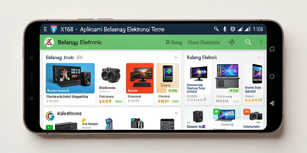 Antarmuka aplikasi X168 yang user-friendly untuk belanja elektronik.