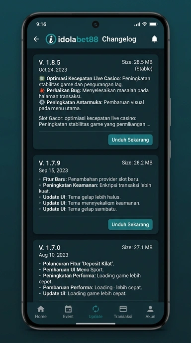 Tampilan riwayat versi idolabet88